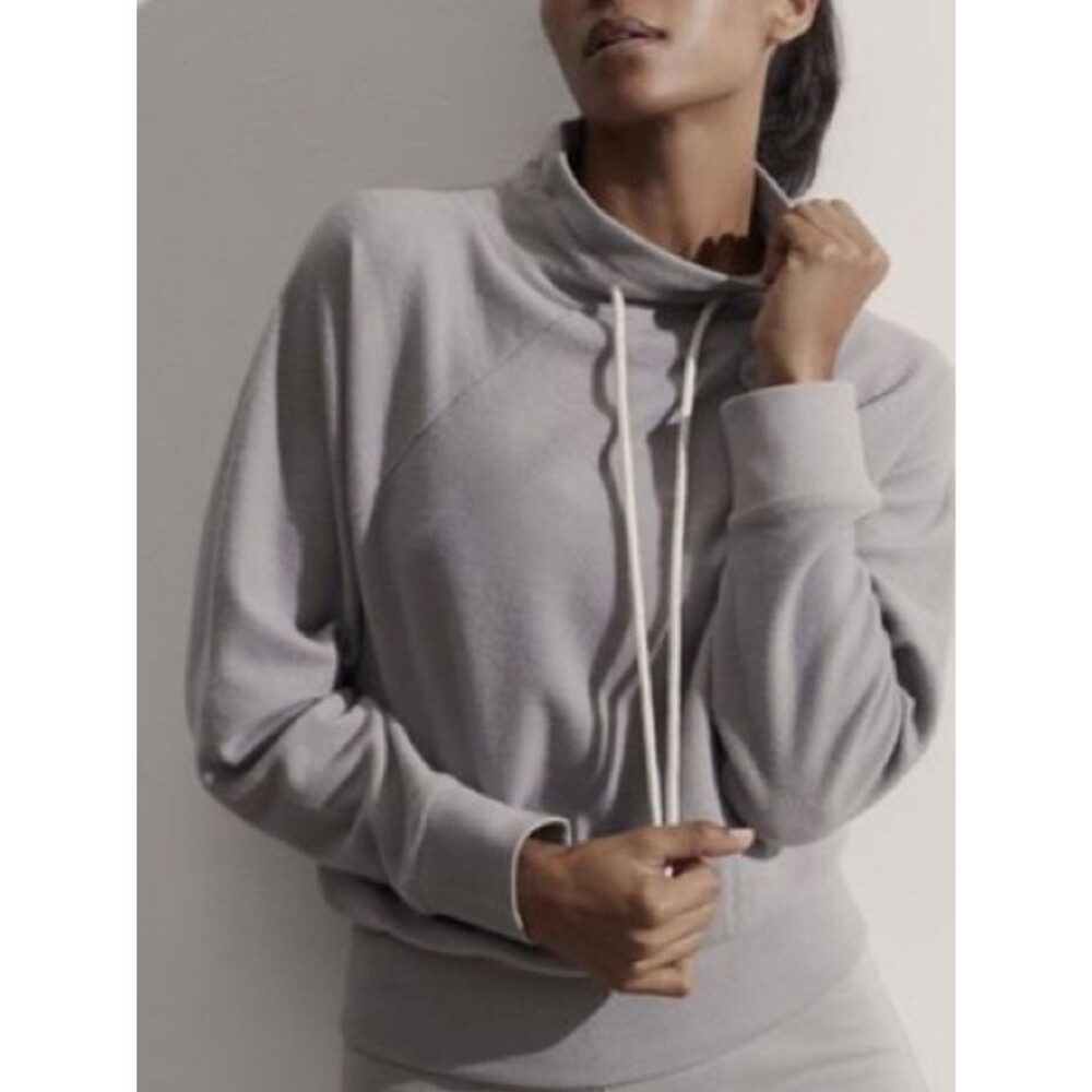 Varley Maceo Fleece Cropped Mock Neck Sweatshirt Pullover Athleisure